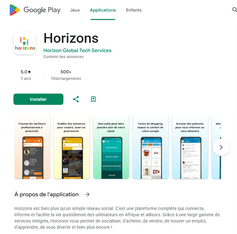 Horizons Mobile App — application mobile Flutter