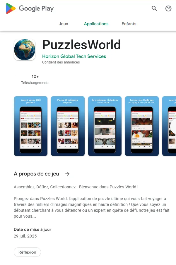PuzzlesWorld — jeu mobile de puzzle